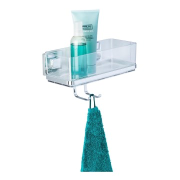 WENKO 22694100-Ράφι VACUUM-LOC QUADRO ED 25,5x15 cm ασημί/γυαλιστερό χρώμιο/διάφανο