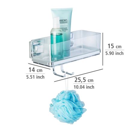 WENKO 22694100-Ράφι VACUUM-LOC QUADRO ED 25,5x15 cm ασημί/γυαλιστερό χρώμιο/διάφανο