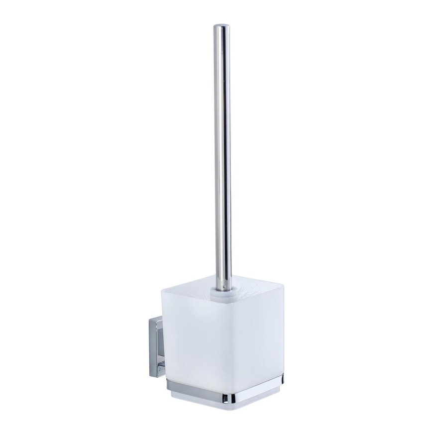 WENKO 22695100-WC βούρτσα VACUUM-LOC QUADRO ED 9,5x37 cm ασημί/γυαλιστερό χρώμιο/διαφανές