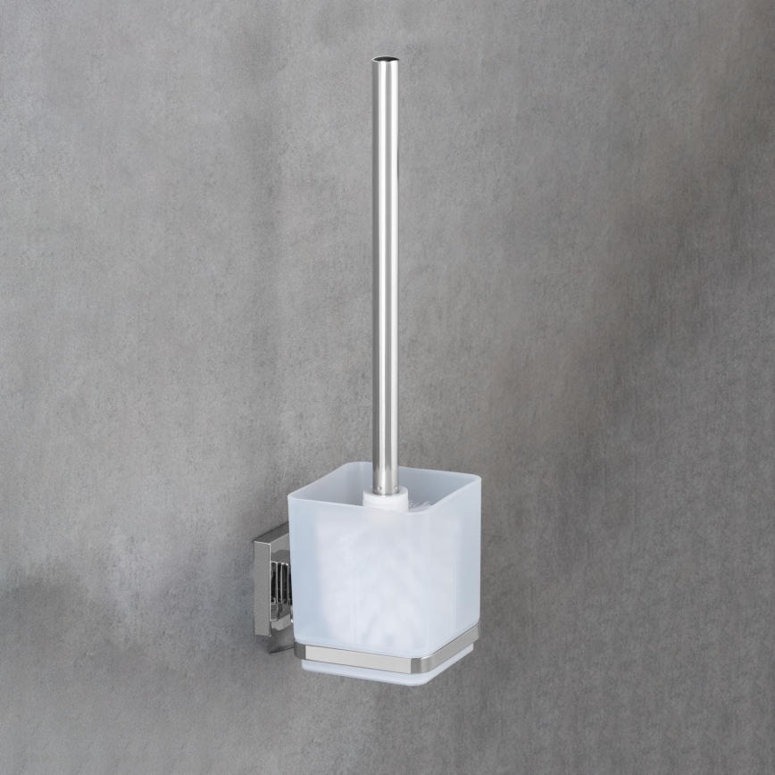 WENKO 22695100-WC βούρτσα VACUUM-LOC QUADRO ED 9,5x37 cm ασημί/γυαλιστερό χρώμιο/διαφανές