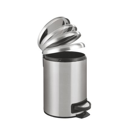 WENKO 22702100 - Κάδος απορριμμάτων LEMAN 17x25 cm ανοξείδωτο/σατινέ/μαύρο