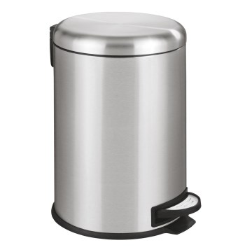 WENKO 22704100 - Κάδος απορριμμάτων LEMAN 30,5x44 cm, από ανοξείδωτο ατσάλι σατινέ/μαύρο