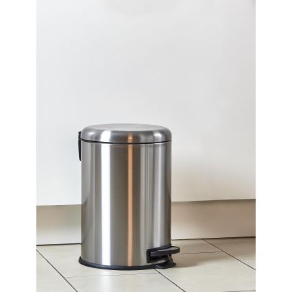 WENKO 22704100 - Κάδος απορριμμάτων LEMAN 30,5x44 cm, από ανοξείδωτο ατσάλι σατινέ/μαύρο