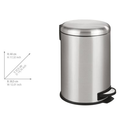 WENKO 22704100 - Κάδος απορριμμάτων LEMAN 30,5x44 cm, από ανοξείδωτο ατσάλι σατινέ/μαύρο