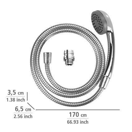 WENKO 22866100 - Ντους UNIVERSAL 170x6,5 cm γυαλιστερό χρώμιο/ασημί/γκρι