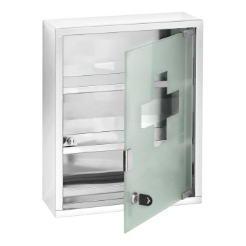 WENKO 22924100 - Επιτοίχιο ντουλάπι φαρμάκων 30 x 40 εκ. ανοξείδωτο/ασημί