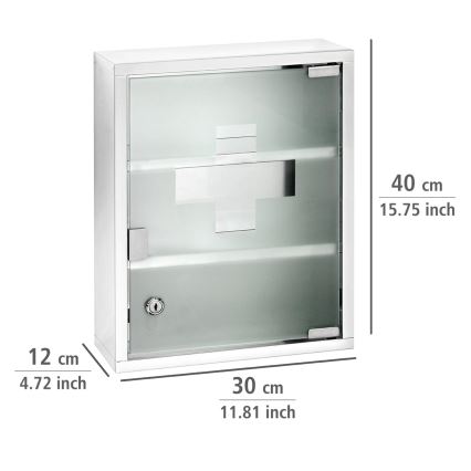 WENKO 22924100 - Επιτοίχιο ντουλάπι φαρμάκων 30 x 40 εκ. ανοξείδωτο/ασημί