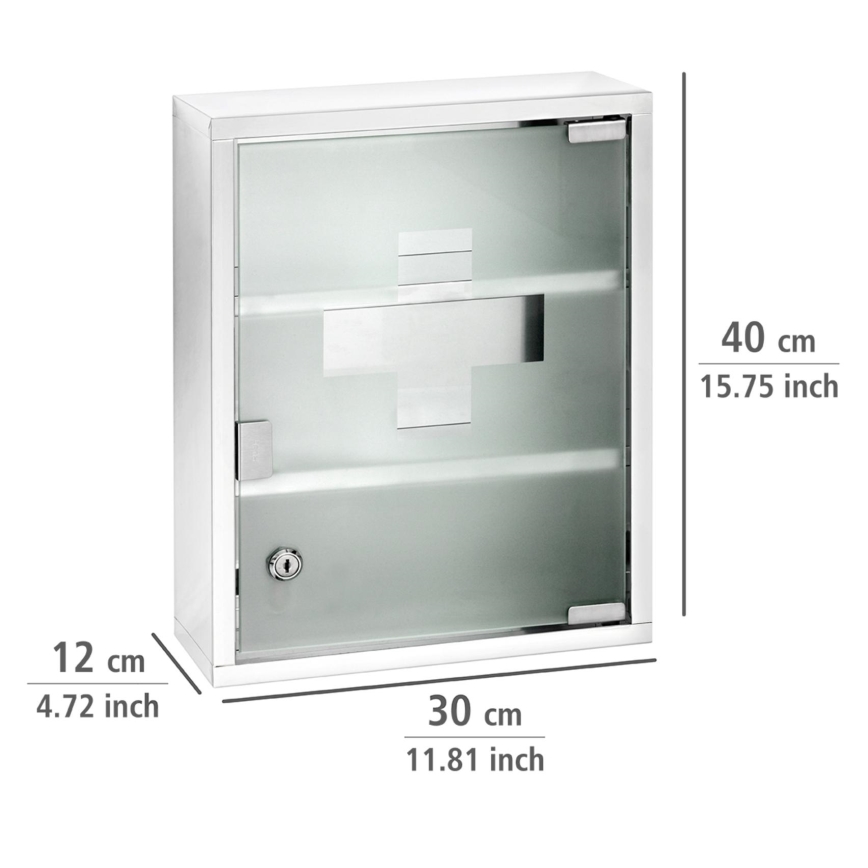 WENKO 22924100 - Επιτοίχιο ντουλάπι φαρμάκων 30 x 40 εκ. ανοξείδωτο/ασημί