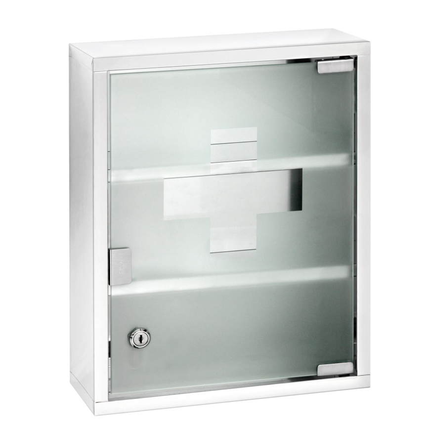 WENKO 22924100 - Επιτοίχιο ντουλάπι φαρμάκων 30 x 40 εκ. ανοξείδωτο/ασημί