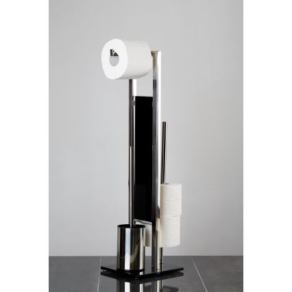 WENKO 22983100 - Βούρτσα WC RIVALTA 18x70 cm ανοξείδωτη/ασημί/μαύρη