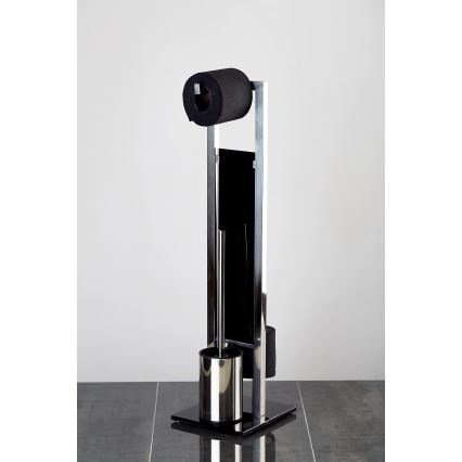 WENKO 22983100 - Βούρτσα WC RIVALTA 18x70 cm ανοξείδωτη/ασημί/μαύρη