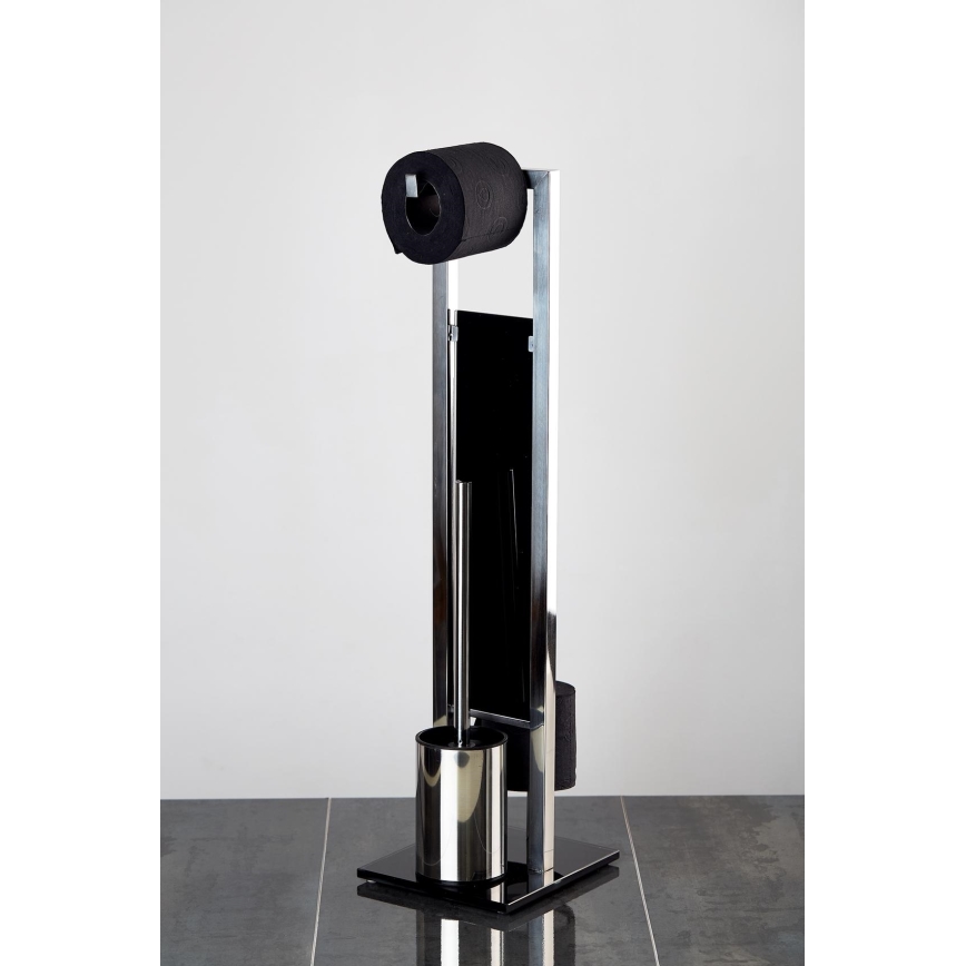 WENKO 22983100 - Βούρτσα WC RIVALTA 18x70 cm ανοξείδωτη/ασημί/μαύρη