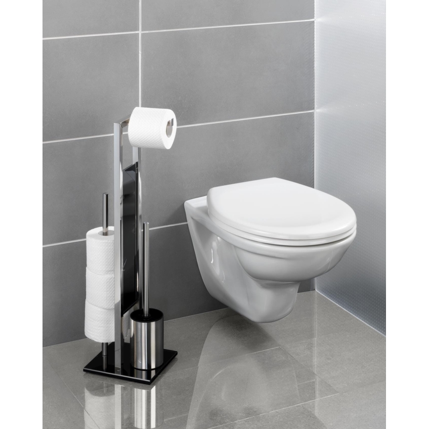 WENKO 22983100 - Βούρτσα WC RIVALTA 18x70 cm ανοξείδωτη/ασημί/μαύρη