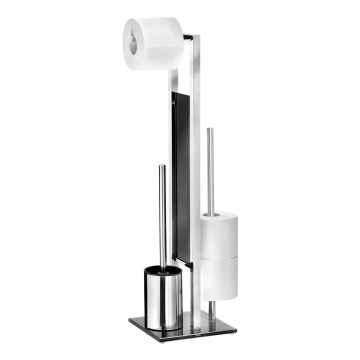 WENKO 22983100 - Βούρτσα WC RIVALTA 18x70 cm ανοξείδωτη/ασημί/μαύρη