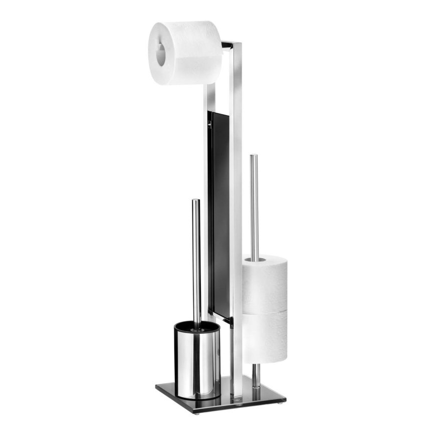 WENKO 22983100 - Βούρτσα WC RIVALTA 18x70 cm ανοξείδωτη/ασημί/μαύρη