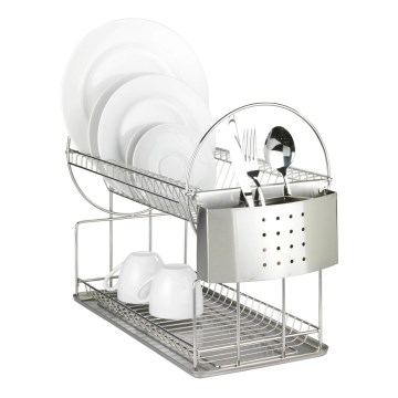 WENKO 2329100 - Στεγνωτήρας για πιάτα DUO 21x33 cm ανοξείδωτο/ασημί