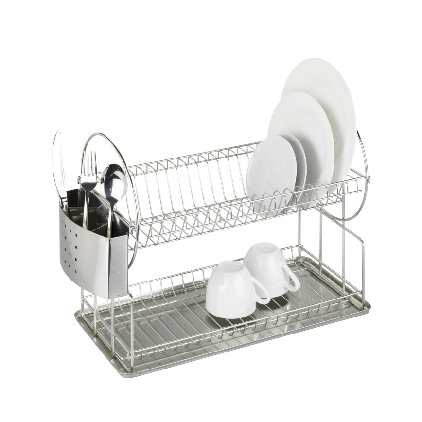 WENKO 2329100 - Στεγνωτήρας για πιάτα DUO 21x33 cm ανοξείδωτο/ασημί