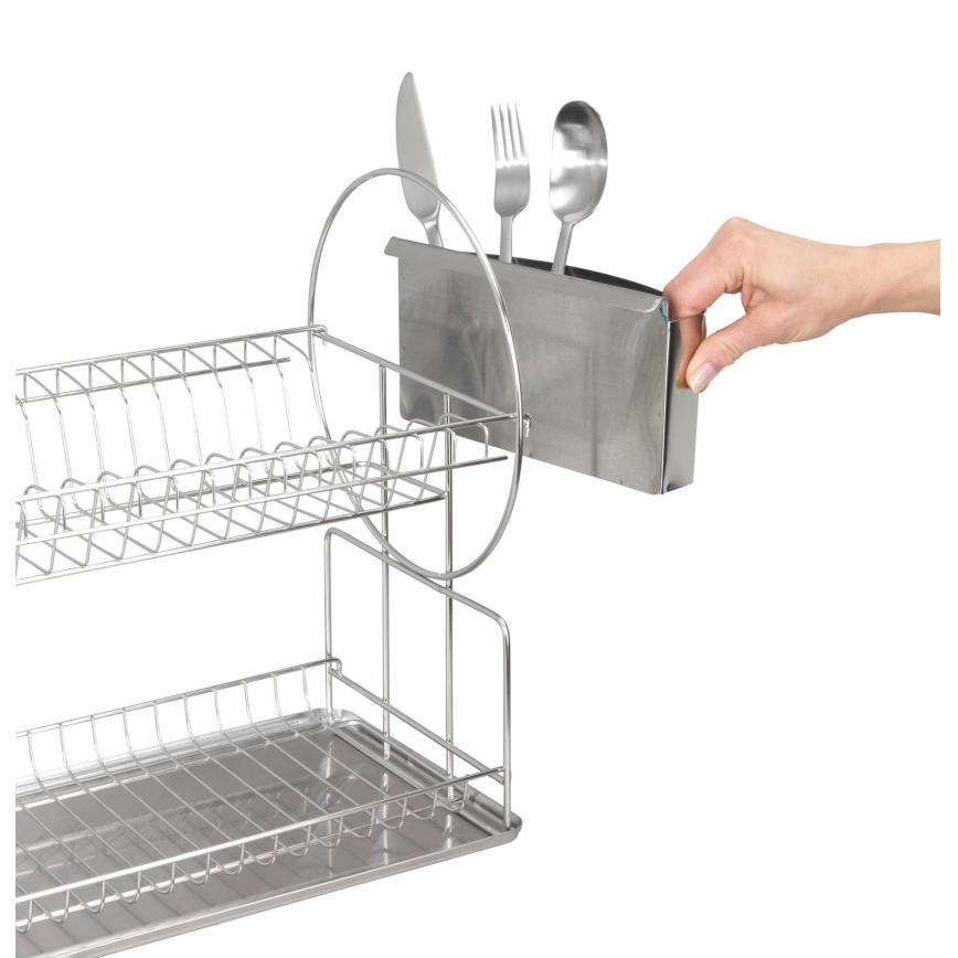 WENKO 2329100 - Στεγνωτήρας για πιάτα DUO 21x33 cm ανοξείδωτο/ασημί