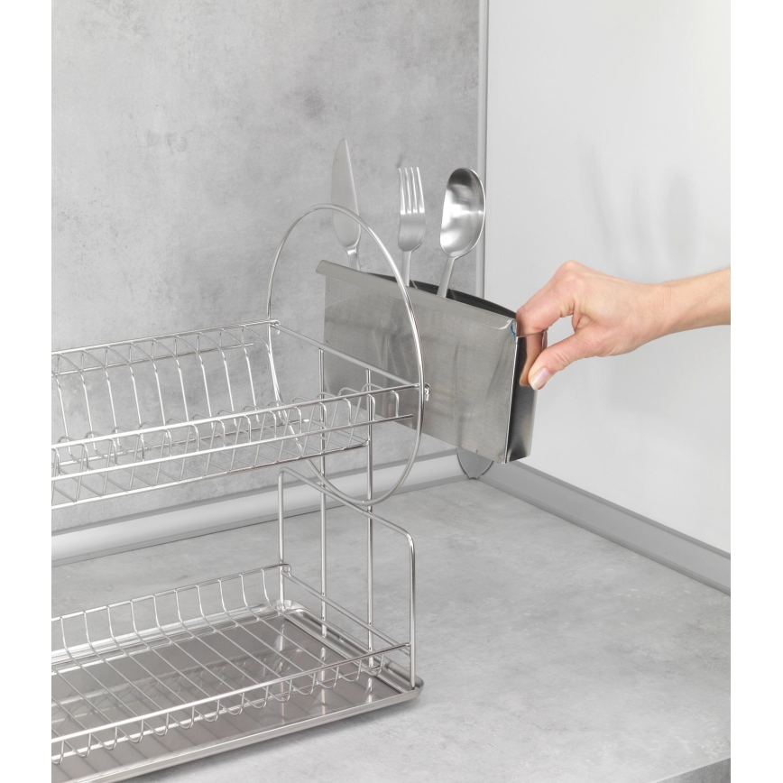 WENKO 2329100 - Στεγνωτήρας για πιάτα DUO 21x33 cm ανοξείδωτο/ασημί