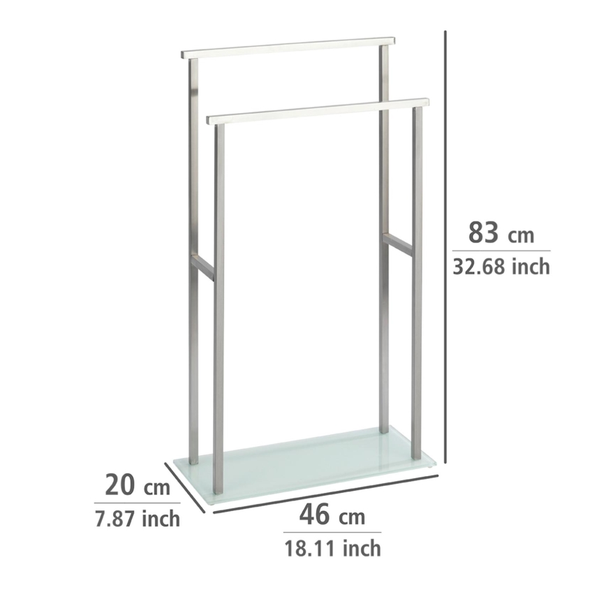 WENKO 23438100 - Επιδαπέδια βάση για πετσέτες DEBAR 20x83 cm, ανοξείδωτο ατσάλι σατινέ/λευκό