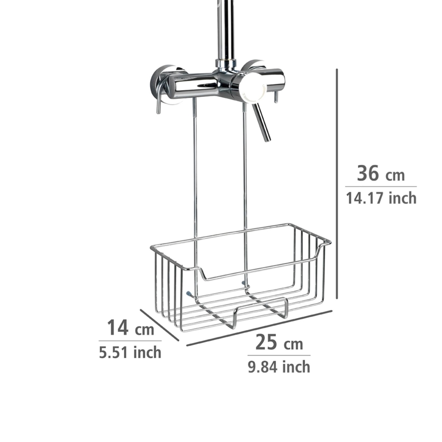 WENKO 23499100 - Ράφι ντους MILO 25 x 36 εκ., ανοξείδωτο ατσάλι/ασημί/διάφανο