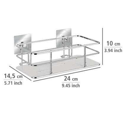 WENKO 23854800-Ράφι TURBO-LOC QUADRO ED. 24x14,5 εκ. ανοξείδωτο/γυαλιστερό χρώμιο