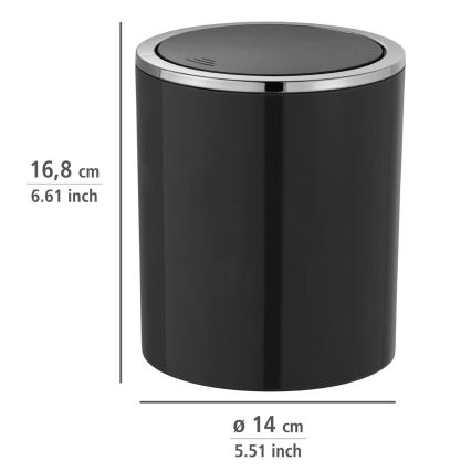 WENKO 23934100 - Κάδος INCA 14x16,8 cm μαύρο/γυαλιστερό χρώμιο
