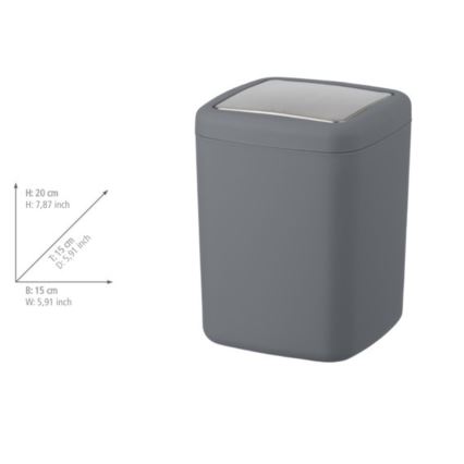 WENKO 23979100 - Κάδος απορριμμάτων BARCELONA 15x20 cm ανθρακί/γυαλιστερό χρώμιο