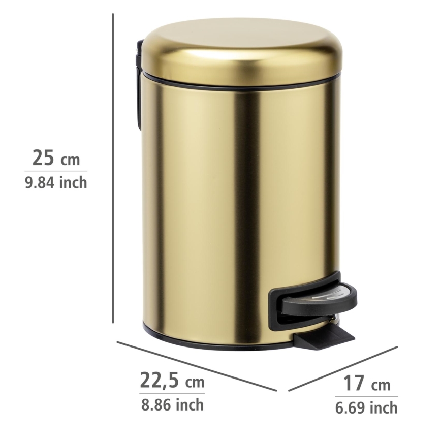 WENKO 24009800 - Κάδος απορριμμάτων LEMAN 17x25 cm ανοξείδωτος/χρυσός/μαύρος