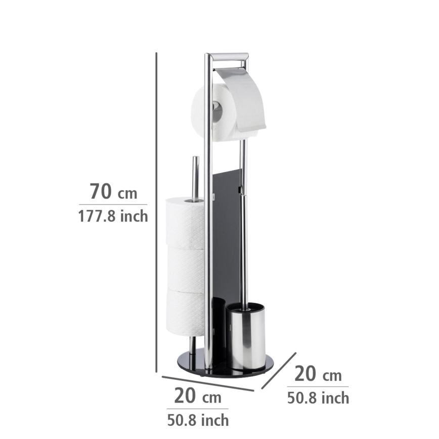 WENKO 24075800 - Σετ WC RAVINA 20x707 cm ανοξείδωτο/ασημί/μαύρο