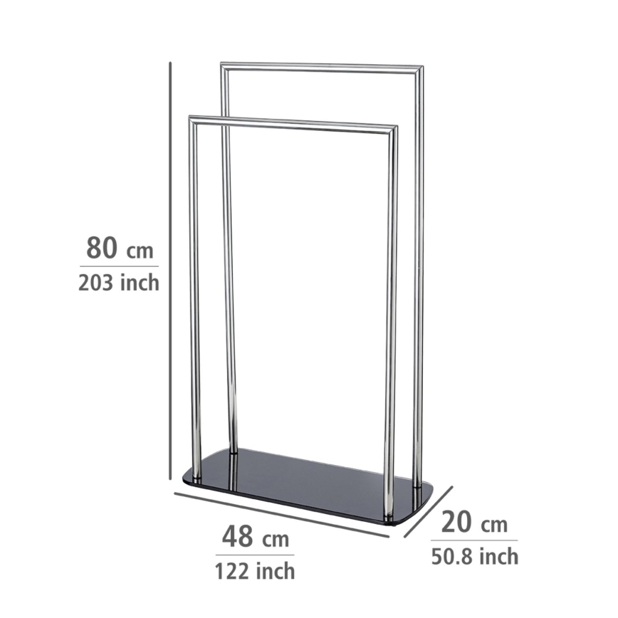 WENKO 24076800 - Πετσετοθήκη RAVINA 48x80 cm ανοξείδωτο ατσάλι/ασημί/μαύρο