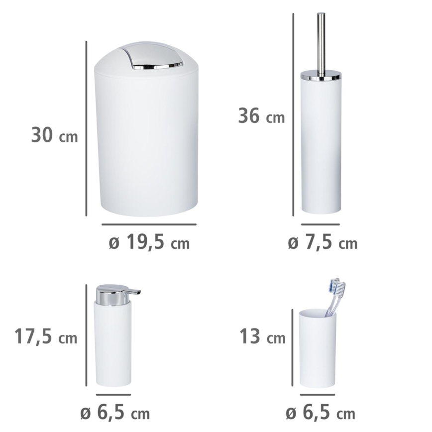 WENKO 24077800 - Σετ CALVO 6,5x13 cm λευκό/γυαλιστερό χρώμιο