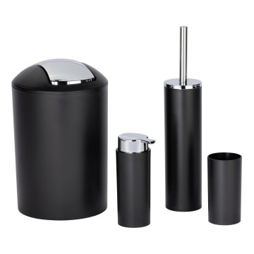 WENKO 24078800 - Σετ CALVO 6,5x13 cm μαύρο/γυαλιστερό χρώμιο