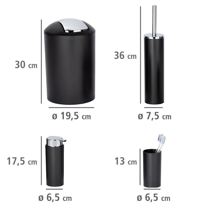 WENKO 24078800 - Σετ CALVO 6,5x13 cm μαύρο/γυαλιστερό χρώμιο