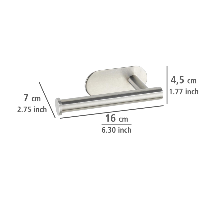 WENKO 24166100 - Βάση για χαρτί τουαλέτας TURBO-LOC OREA MATT 16x7 cm ανοξείδωτο/ασημί