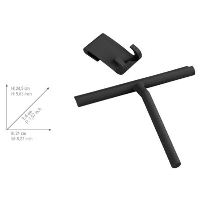 WENKO 24171100 - Σκουπίστρα ντους MOLA 21x24,5 cm ανοξείδωτο/μαύρο