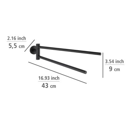 WENKO 24238100-Κρεμάστρα πετσετών BOSIO BLACK 5,5x43 cm ανοξείδωτο/ασημί