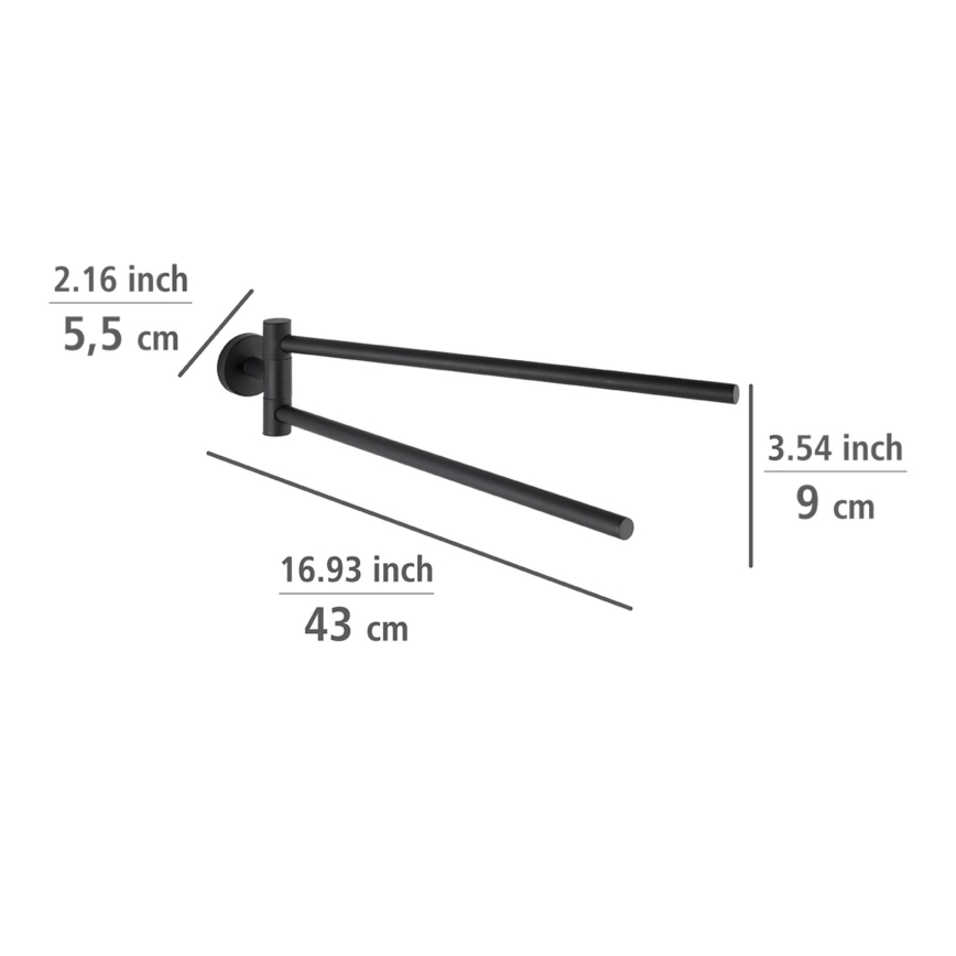 WENKO 24238100-Κρεμάστρα πετσετών BOSIO BLACK 5,5x43 cm ανοξείδωτο/ασημί