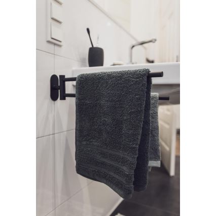 WENKO 24238100-Κρεμάστρα πετσετών BOSIO BLACK 5,5x43 cm ανοξείδωτο/ασημί