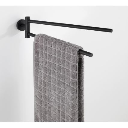WENKO 24238100-Κρεμάστρα πετσετών BOSIO BLACK 5,5x43 cm ανοξείδωτο/ασημί