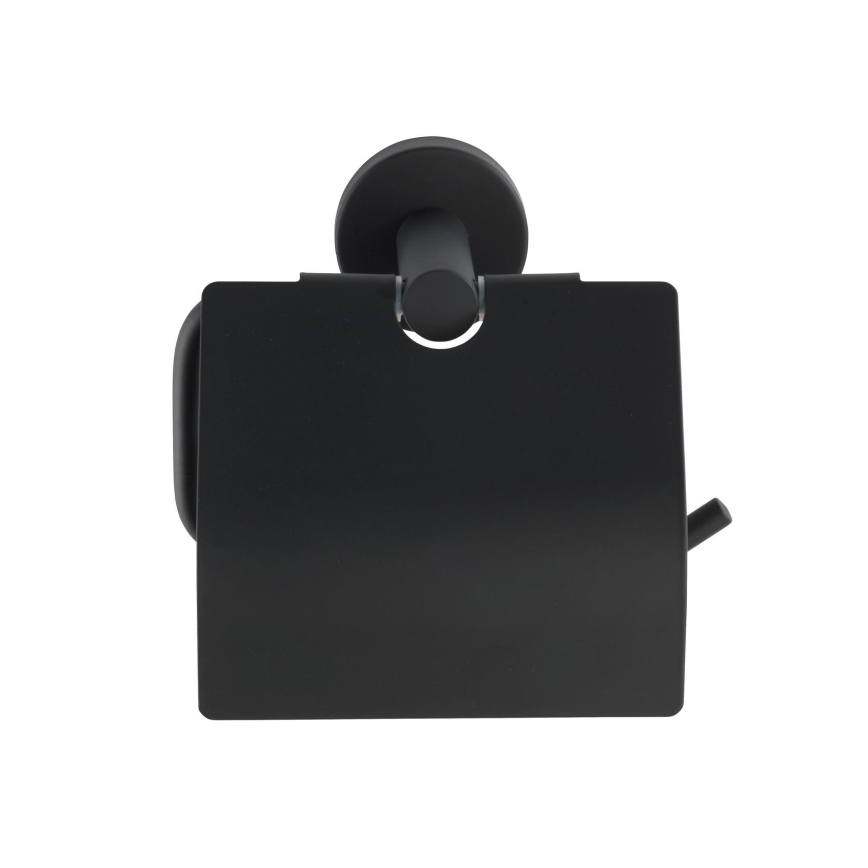 WENKO 24241100-Βάση ρολού χαρτιού υγείας BOSIO BLACK 15x13,5 εκ. ανοξείδωτο/ασημί