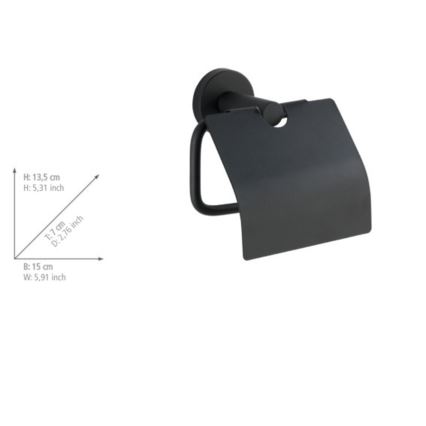 WENKO 24241100-Βάση ρολού χαρτιού υγείας BOSIO BLACK 15x13,5 εκ. ανοξείδωτο/ασημί