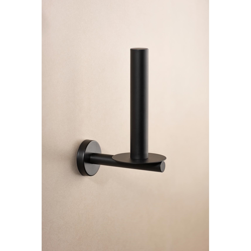 WENKO 24262100-Θήκη για χαρτί υγείας BOSIO BLACK 8x18 cm ανοξείδωτο/ασημί