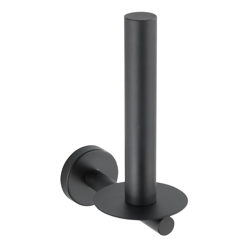 WENKO 24262100-Θήκη για χαρτί υγείας BOSIO BLACK 8x18 cm ανοξείδωτο/ασημί