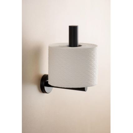 WENKO 24262100-Θήκη για χαρτί υγείας BOSIO BLACK 8x18 cm ανοξείδωτο/ασημί