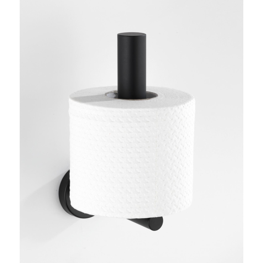 WENKO 24262100-Θήκη για χαρτί υγείας BOSIO BLACK 8x18 cm ανοξείδωτο/ασημί