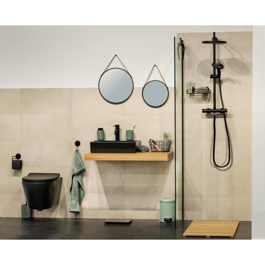 WENKO 24424100 - Καθρέφτης BORRONE 40x40 cm μαύρο/ασημί