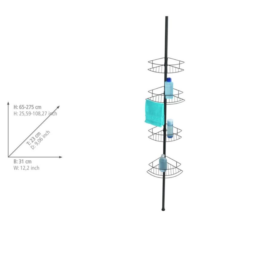 WENKO 24568100-Γωνιακό ράφι DOLCEDO 31x230 cm ανοξείδωτο/μαύρο