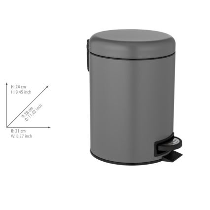 WENKO 24682100 - Κάδος LEMAN 21x24 cm γκρι/μαύρο