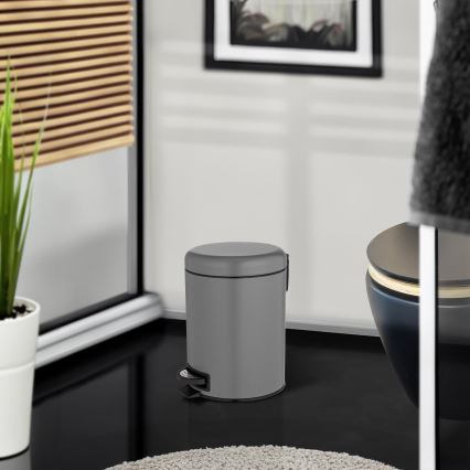 WENKO 24682100 - Κάδος LEMAN 21x24 cm γκρι/μαύρο